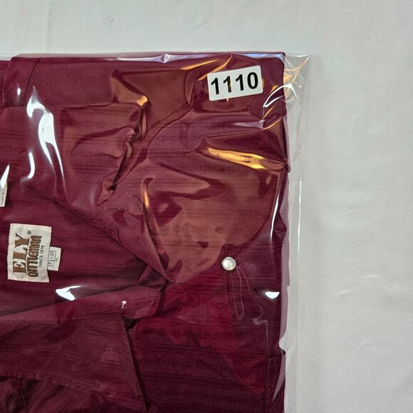 VTG Ely Cattleman Mens XL Burgundy Western Shirt Long Sleeve Striped Pearl Snap - Picture 9 of 9